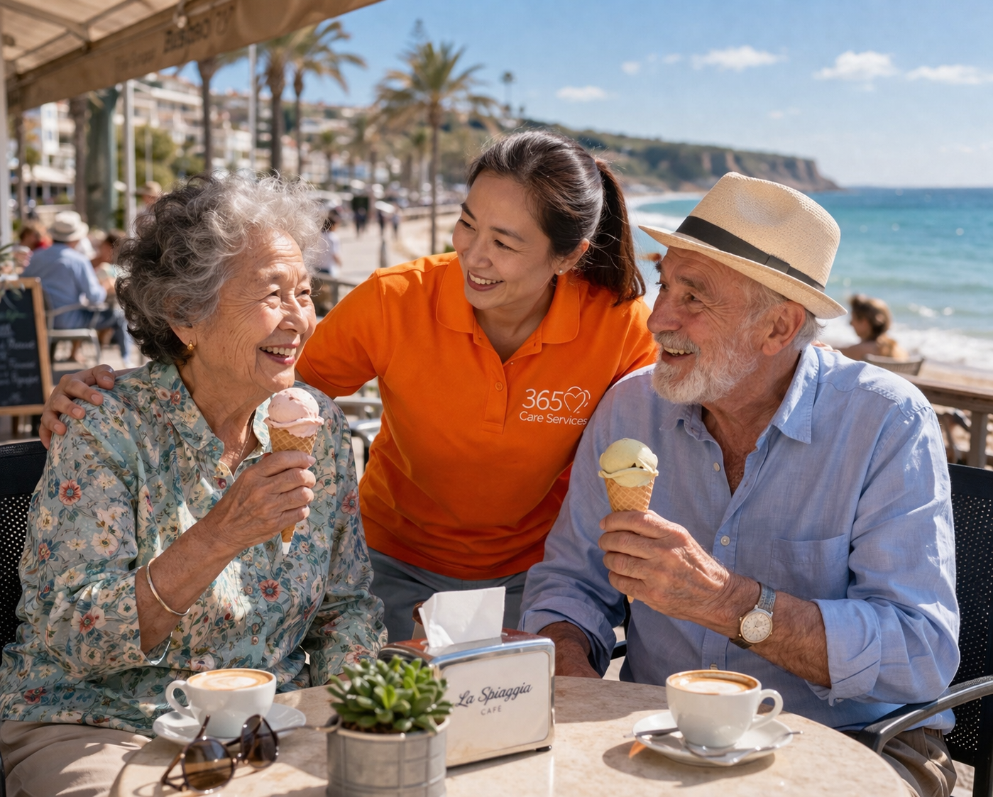 Compassionate carer supporting elderly clients